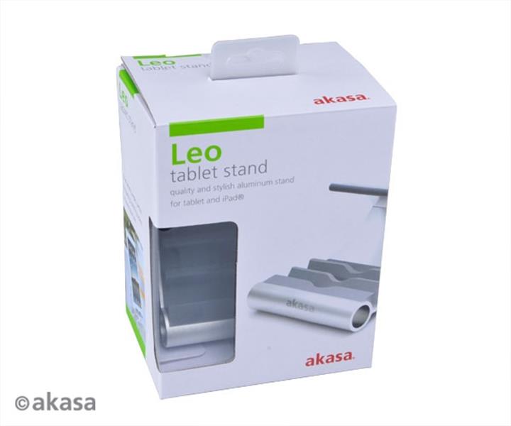 Akasa Leo aluminum and blue tablet stand with three viewing angles