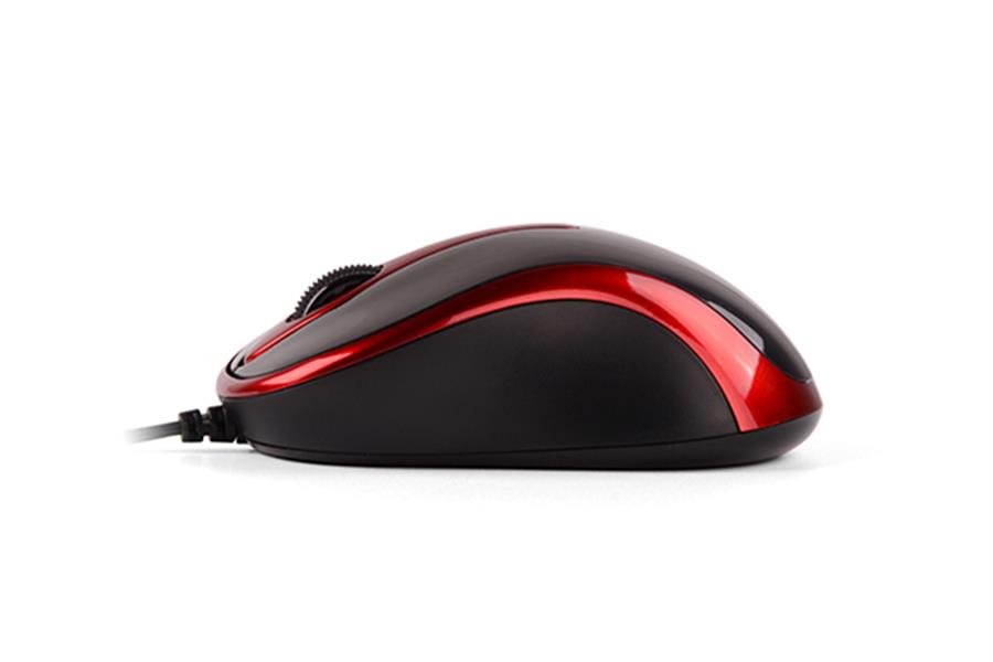 A4Tech V-Track muis zwart met rood werkt op bijna alle oppervlaken