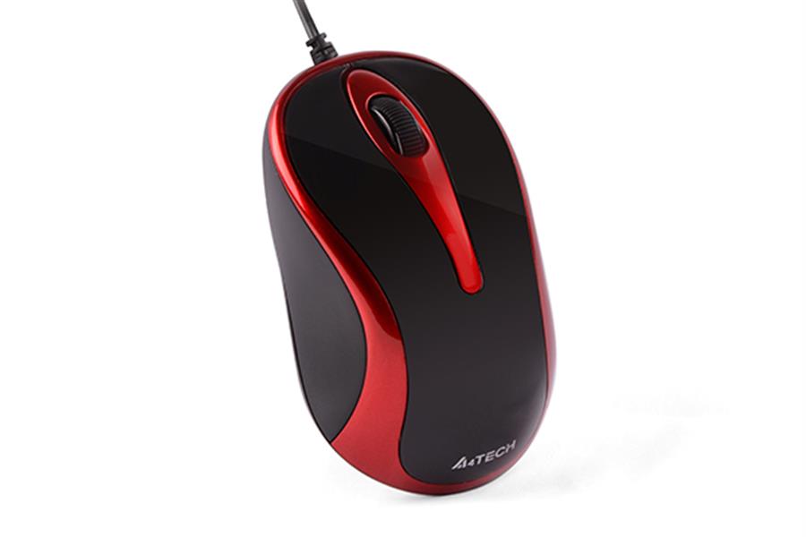 A4Tech V-Track muis zwart met rood werkt op bijna alle oppervlaken