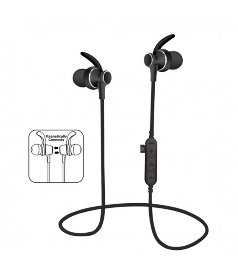 Platinet In-Ear Earphones Bluetooth V4 2 microSD MIC - model 1062 met oorclip - Zwart