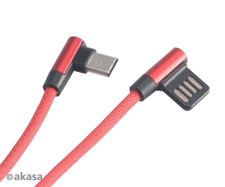 Akasa Right angle USB 2 0 Cable Dual Reversible Charge Sync USB A - USB C 1m *USBAM *USBCM