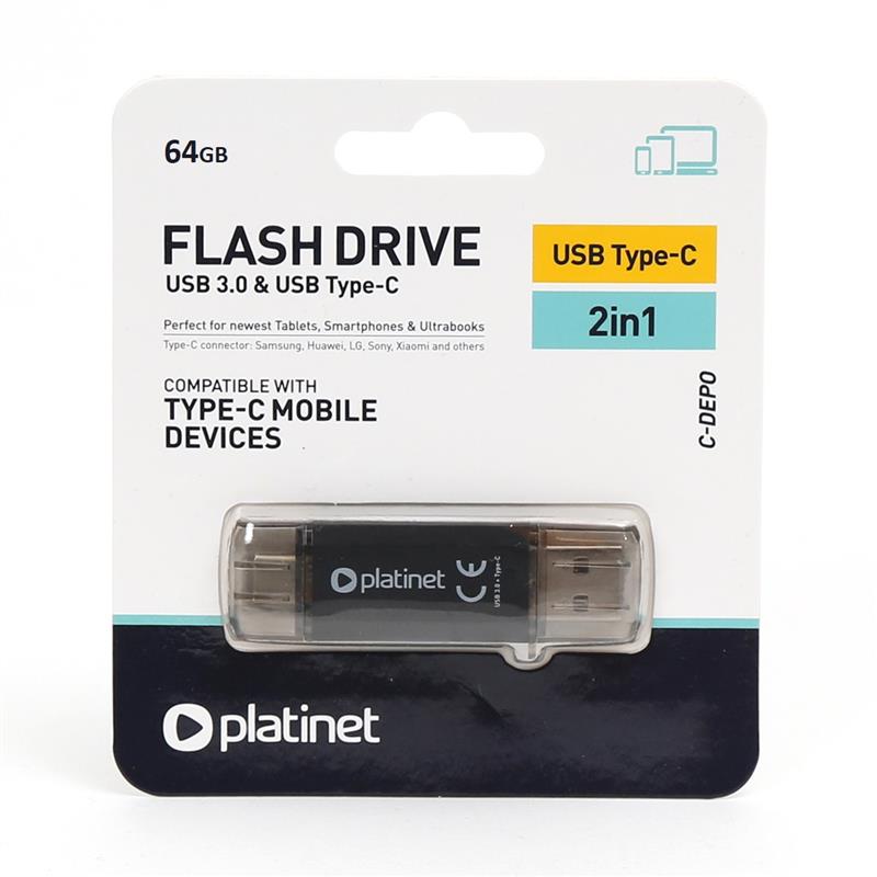 Platinet Pendrive USB 3 0 Type-C 64GB Black