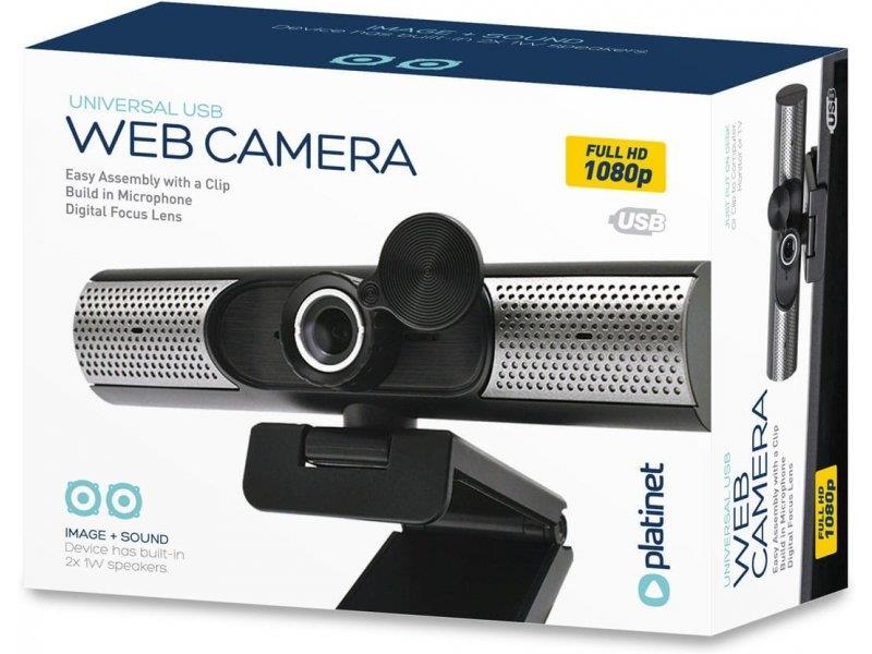 Platinet PCWC1080SP webcam 1920 x 1080 Pixels USB 2.0 Zwart, Zilver
