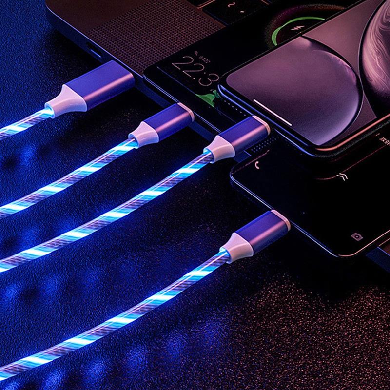 Platinet USB USB A - USB Type-C charging cable with LED color light effect BLUE - 2A 1m *USBAM *USBCM