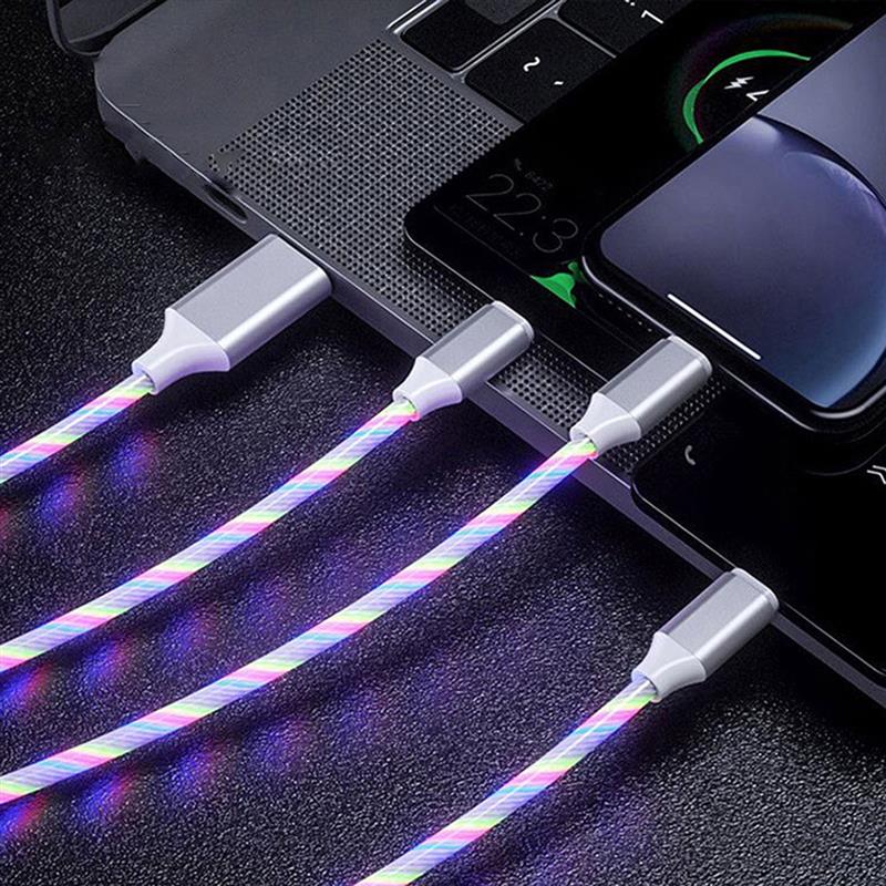 Platinet USB USB A - USB Type-C charging cable with LED color light effect WHITE - 2A 1m *USBAM *USBCM