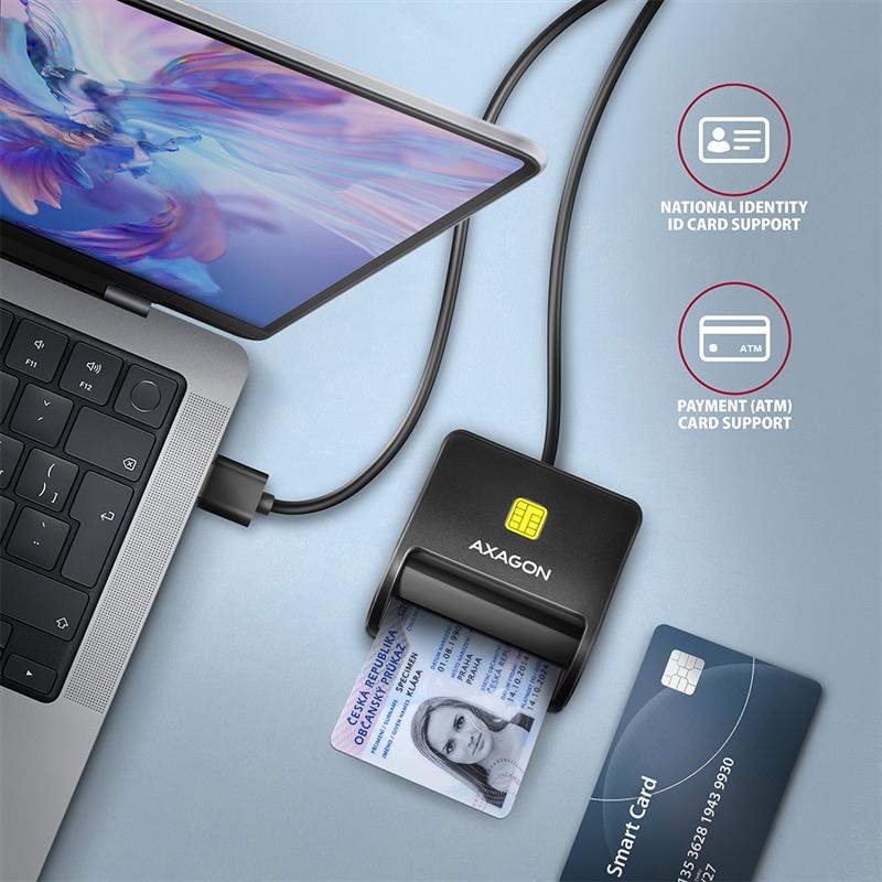 AXAGON USB Smart card FlatReader