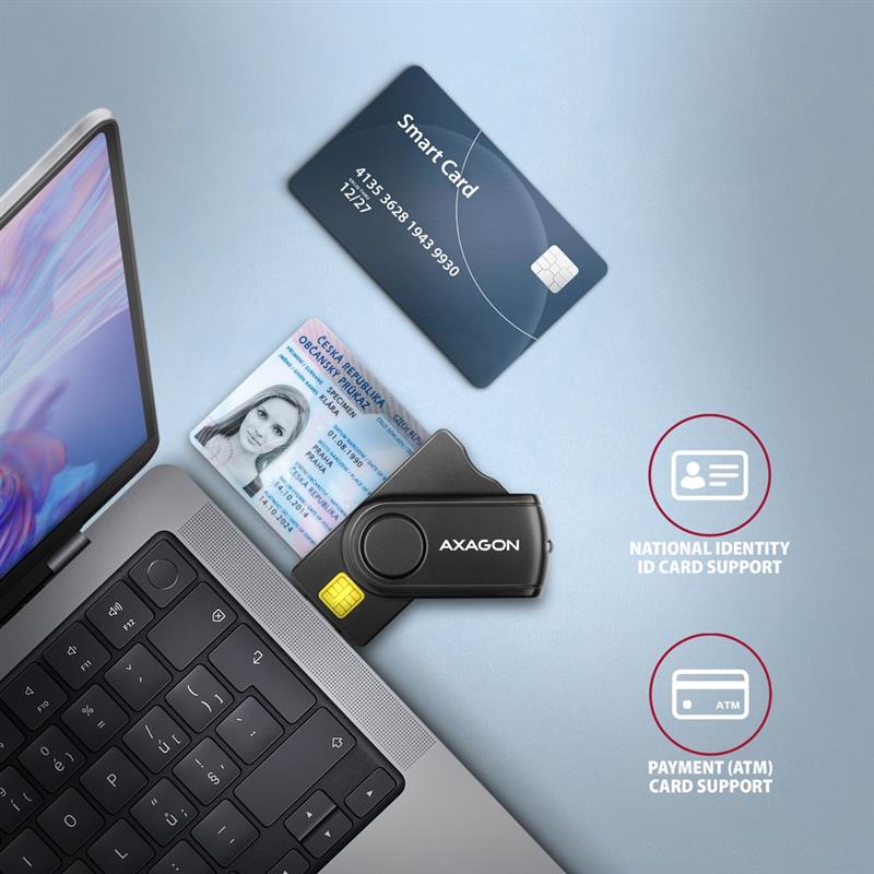 AXAGON USB Smart card SD microSD SIM card PocketReader