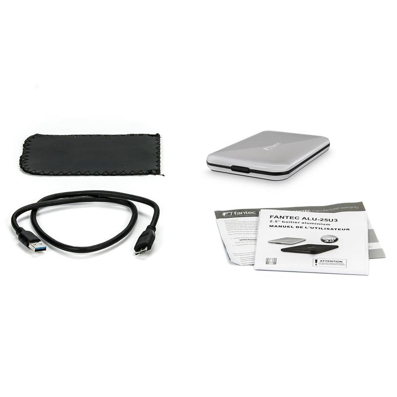 External 2 5 HDD-Enclosure FANTEC ALU-25U3 USB 3 2 Aluminium silver