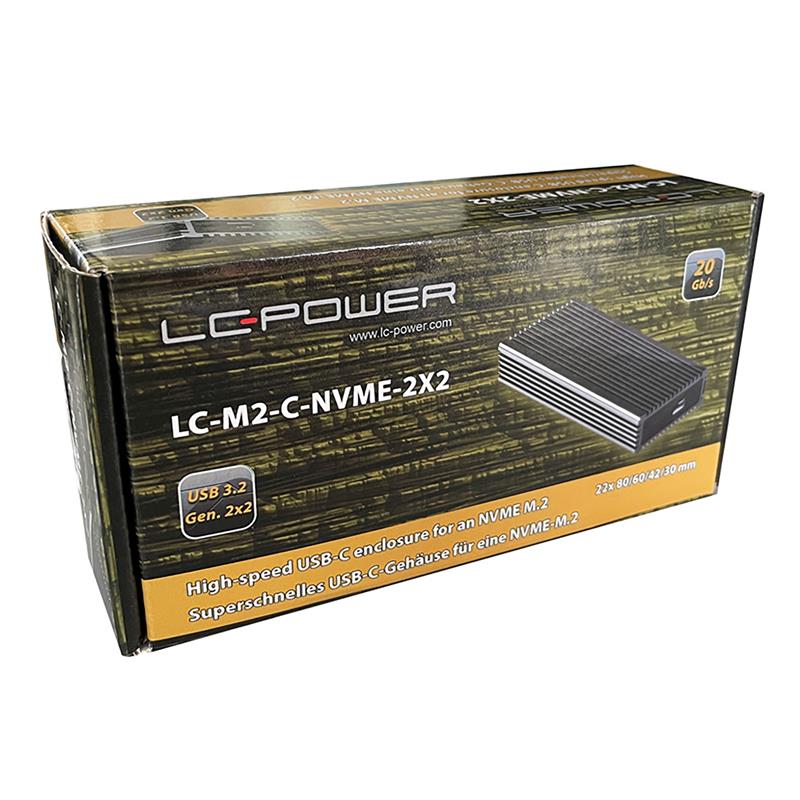 LC-Power LC-M2-C-NVME-2X2 M 2 NVMe SSD Enclosure USB 3 2 Gen 2x2 black