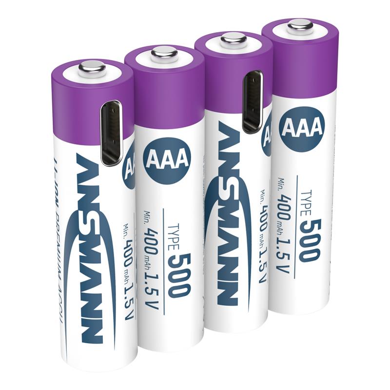 ANSMANN 1311-0028 Li-Ion rechargeable batteries Micro AAA type 500 min 400 mAh 4-pack box