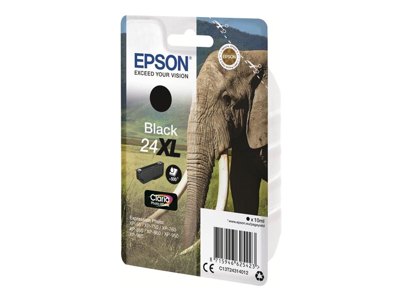 Epson Elephant Singlepack Black 24XL Claria Photo HD Ink