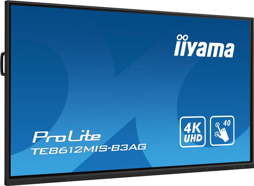 iiyama TE8612MIS-B3AG beeldkrant Kiosk-ontwerp 2,18 m (86"") LCD Wifi 400 cd/m² 4K Ultra HD Zwart Touchscreen Type processor Android 11 24/7