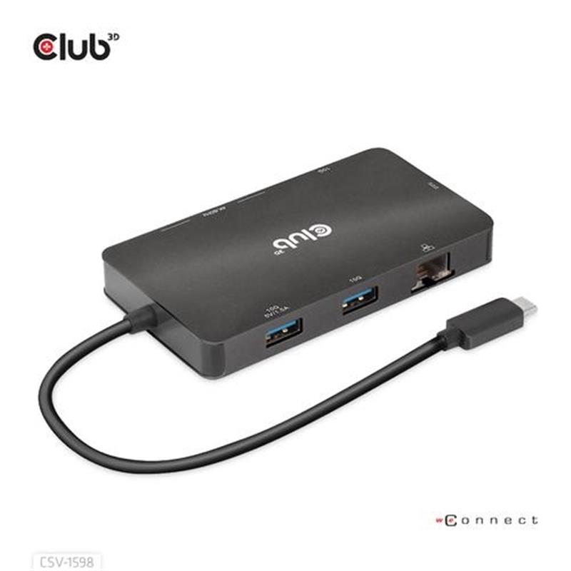 CLUB3D USB Gen2 Type-C to Dual DisplayPort 4k60Hz 7-in-1 Portable
