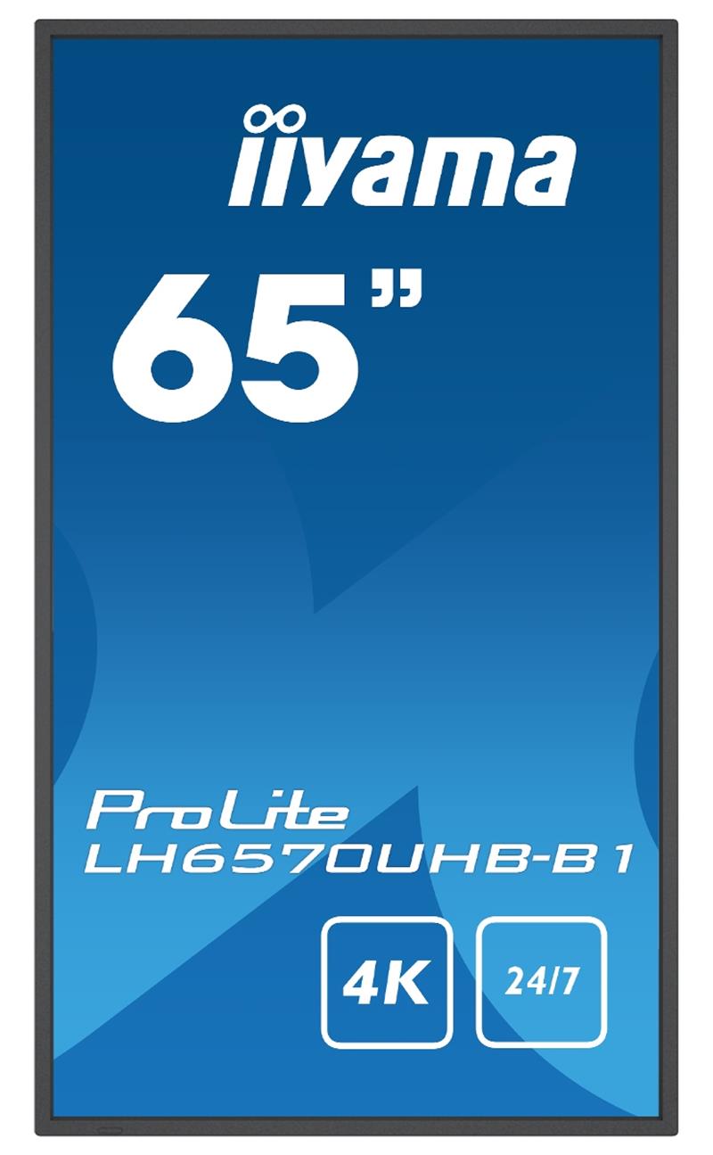 iiyama LH6570UHB-B1 beeldkrant Digitale signage flatscreen 163,8 cm (64.5"") VA 700 cd/m² 4K Ultra HD Zwart Type processor Android 9.0 24/7