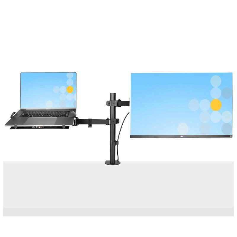 StarTech.com Monitor Arm met VESA Laptopbeugel, Bureausteun voor Enkel Scherm (Max 32""/8kg) en Laptop (Max 4.5kg), Verstelbare Laptop Arm & Monitorbe