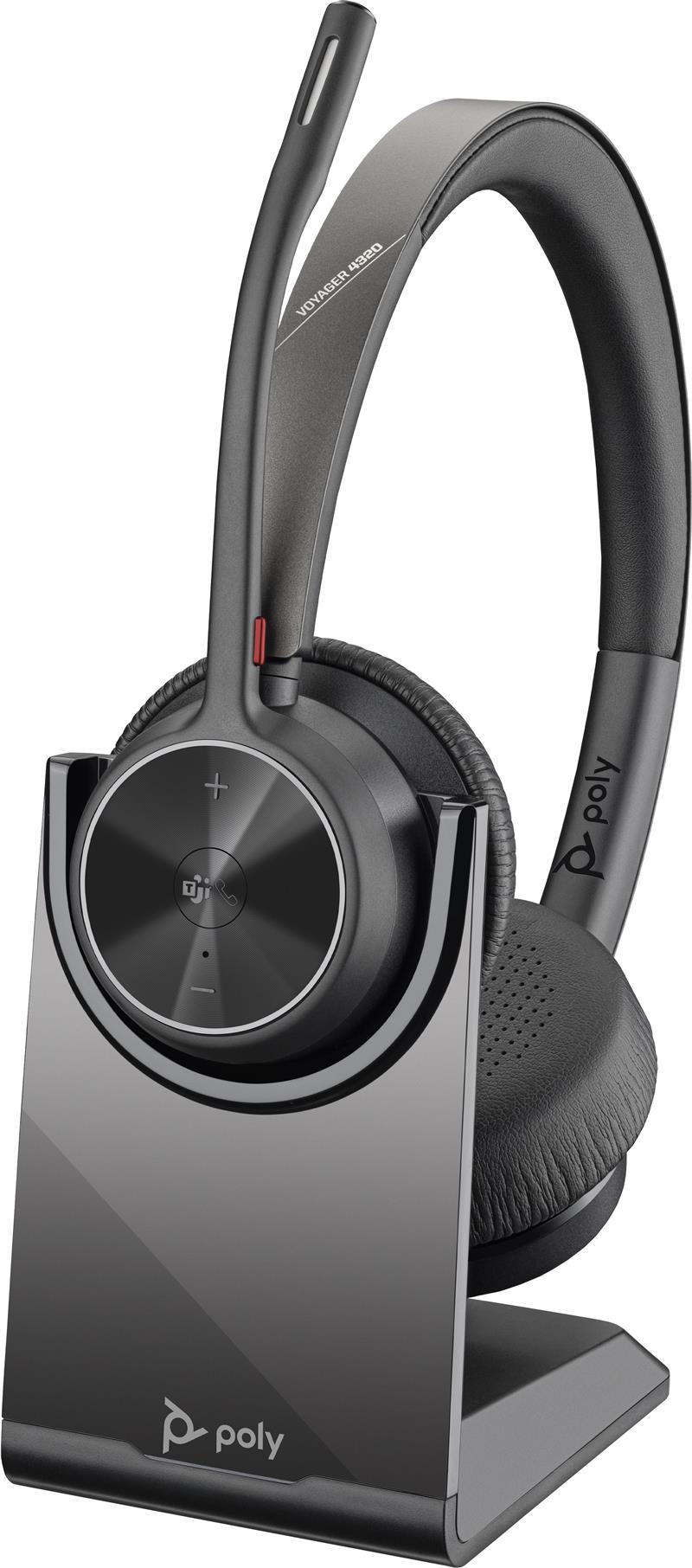 HP Poly Voyager 4320 Headset Draadloos Hoofdband Oproepen/muziek Bluetooth Oplaadhouder Zwart
