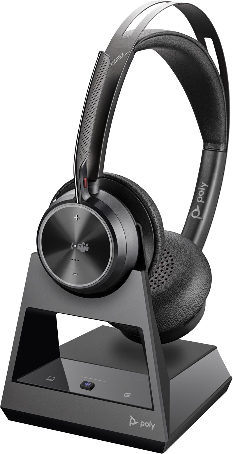 HP Poly Voyager Focus 2-M Microsoft Teams Certified with charge stand Headset Draadloos Hoofdband Kantoor/callcenter Bluetooth Zwart