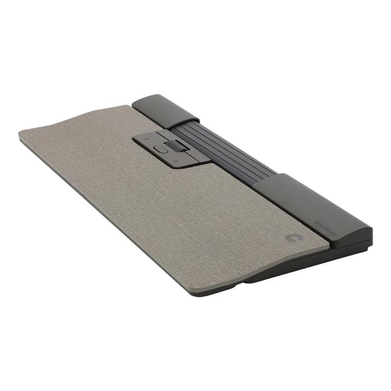 SliderMouse Pro Wired with Regular wrist rest in Light grey fabric leather