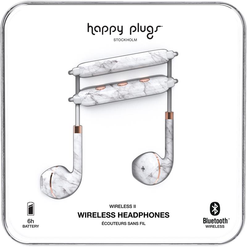 Happy Plugs Wireless II White Marble