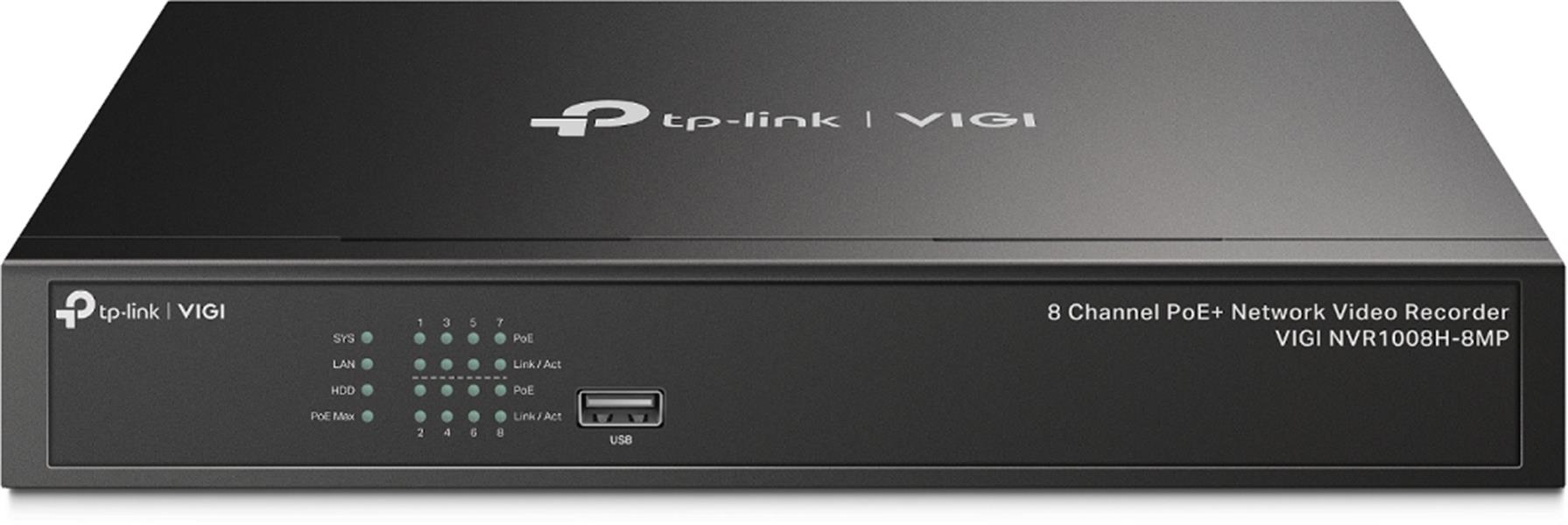 TP-Link VIGI NVR1008H-8MP Netwerk Video Recorder (NVR) Zwart