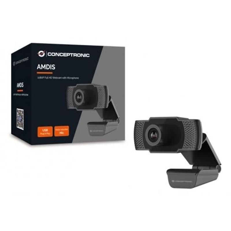 Conceptronic AMDIS webcam 2 MP 1920 x 1080 Pixels USB 2.0 Zwart