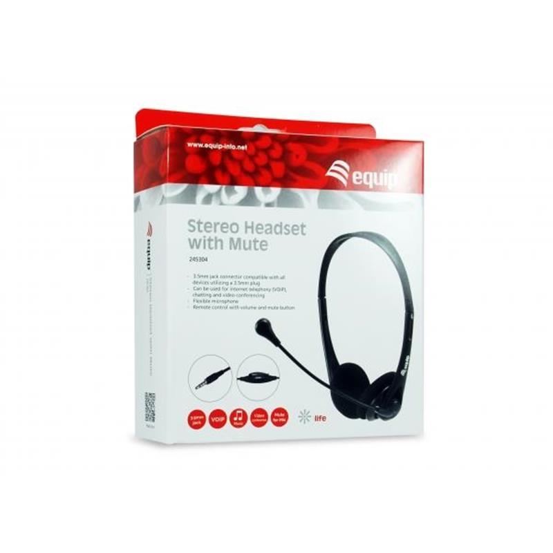 Equip 245304 hoofdtelefoon/headset Bedraad Hoofdband Kantoor/callcenter Zwart