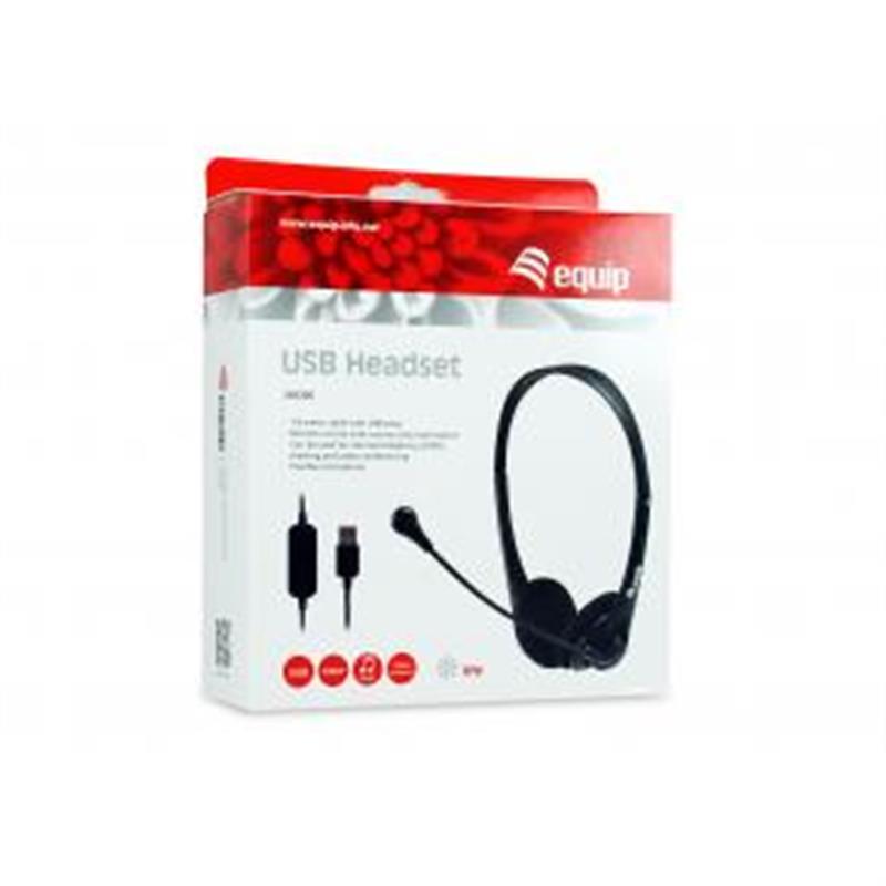 Equip 245305 hoofdtelefoon/headset Bedraad Hoofdband Kantoor/callcenter USB Type-A Zwart