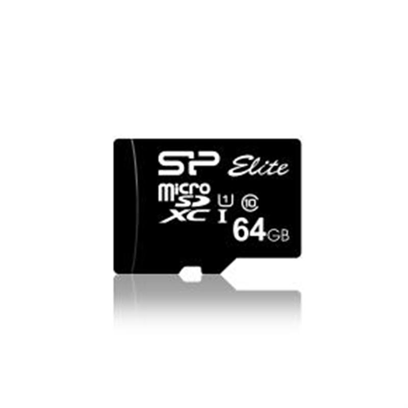 Silicon Power 64GB Elite MicroSDXC Class10 UHS-1 tot 85Mb/s incl. SD-adapter Zwart