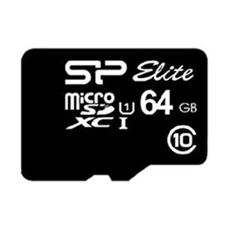 Silicon Power 64GB Elite MicroSDXC Class10 UHS-1 tot 85Mb/s incl. SD-adapter Zwart