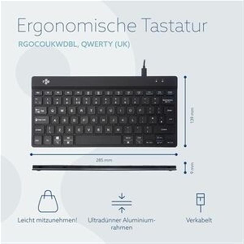 R-Go Tools Compact Break R-Go ergonomisch toetsenbord, QWERTY (UK),bedraad, zwart