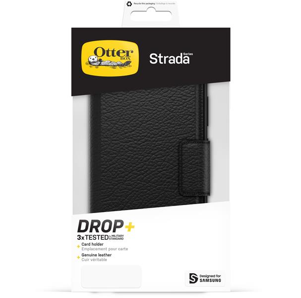 OtterBox Strada-hoesje voor Galaxy S23 Ultra, schokbestendig, valbestendig, lederen folio met kaarthouder, 3x getest volgens militaire standaard, Zwar