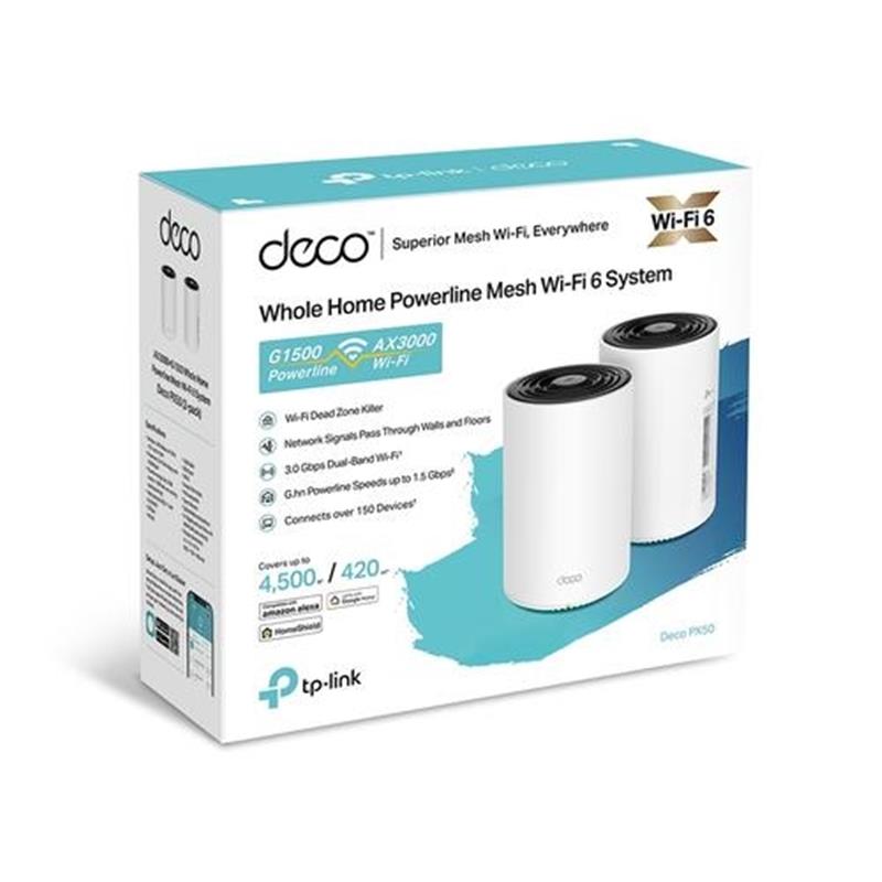 TP-Link Deco PX50(2-pack) Dual-band (2.4 GHz / 5 GHz) Wi-Fi 6 (802.11ax) Wit 1 Intern