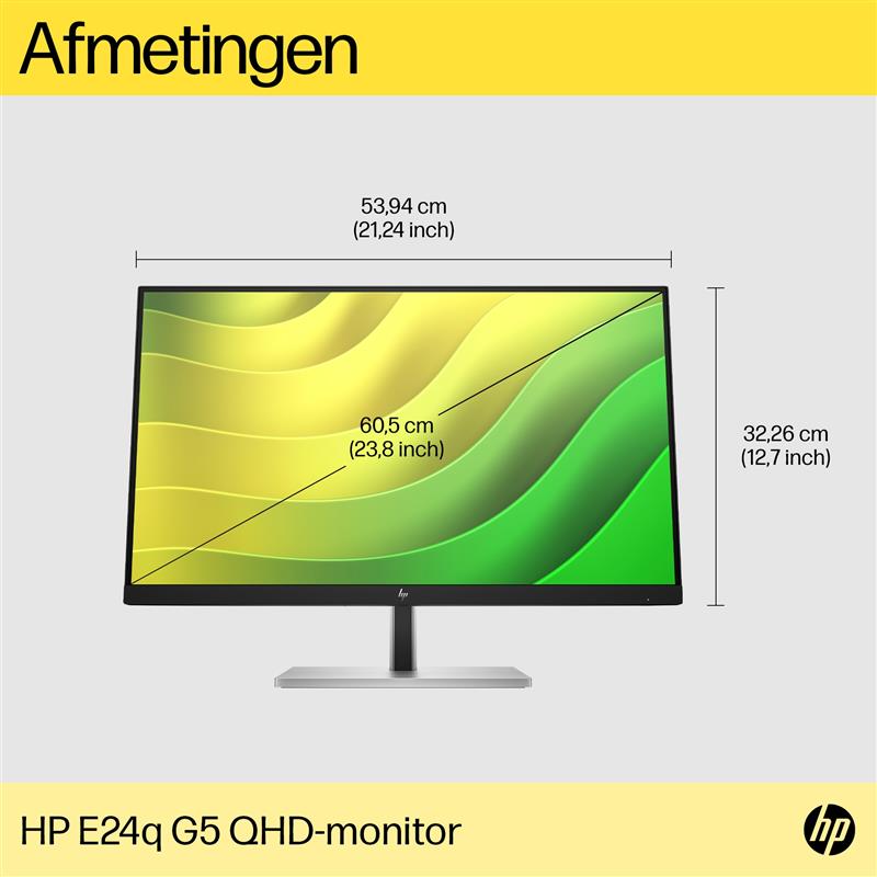 HP E24q G5 60,5 cm (23.8"") 2560 x 1440 Pixels Quad HD Zwart