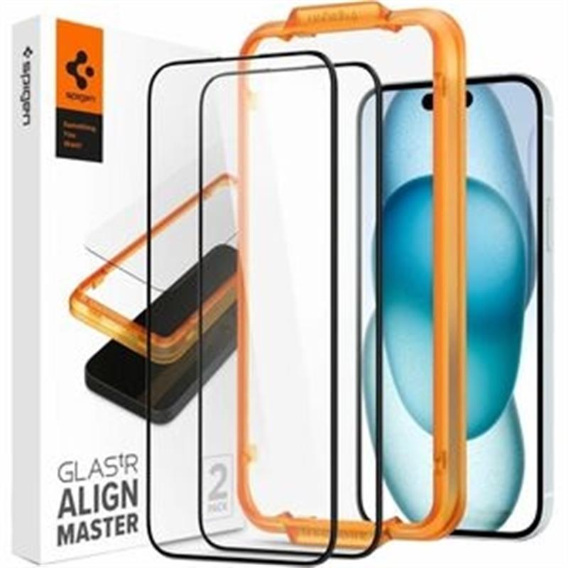 Spigen iP15 Glas tR AlignMaster Blk 2P 