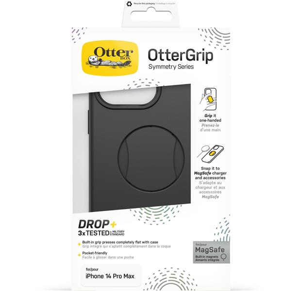 OtterBox OtterGrip Symmetry hoes voor iPhone 14 Pro Max voor MagSafe, valbestendig, beschermhoes met ingebouwde grip, 3x getest volgens militaire stan