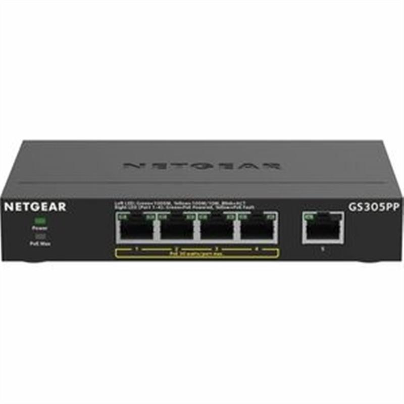 NETGEAR GS305PP Unmanaged Gigabit Ethernet (10/100/1000) Power over Ethernet (PoE) Zwart