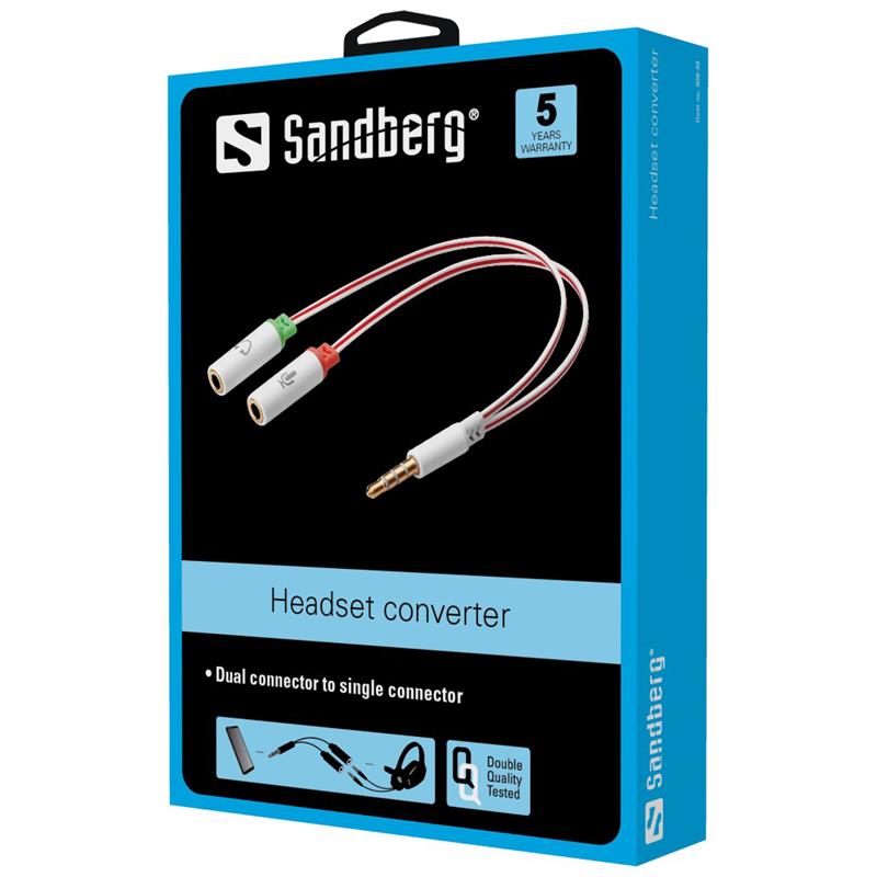 Sandberg Headset converter Dual->Single audio kabel