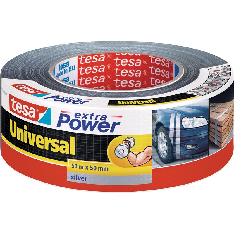 tesa extra power universal 50m x 50mm fabric-reinforced foil tape 56389-00000-13 silver