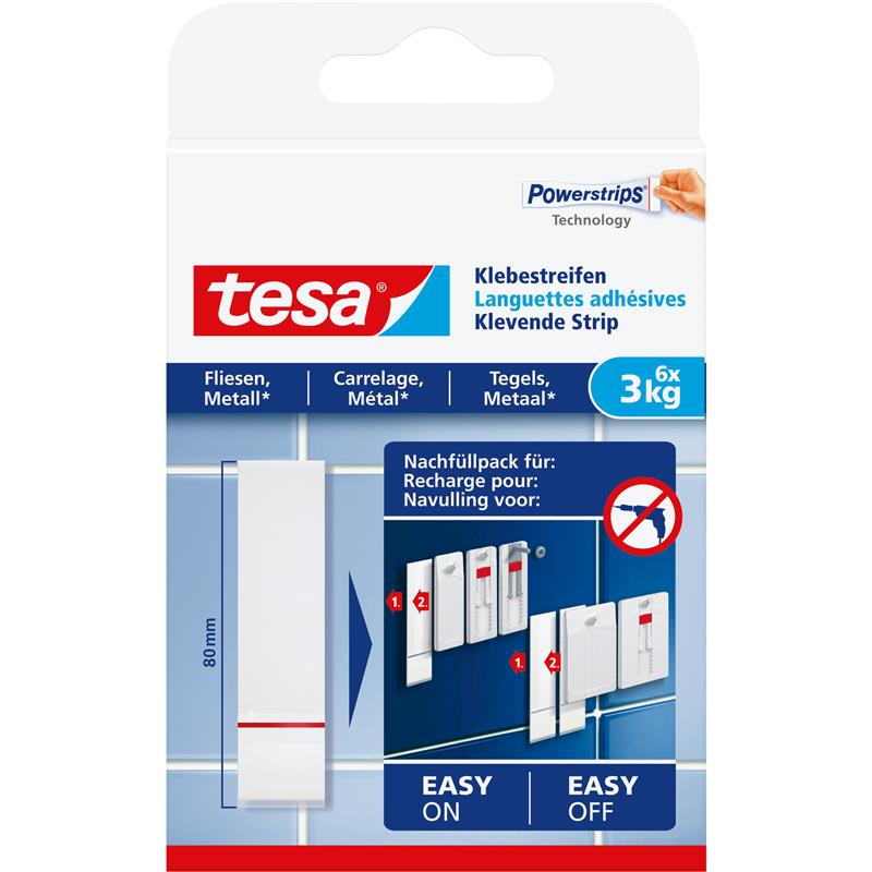 tesa tape 6 pcs suitable for tile and metal up to 3kg 77761 