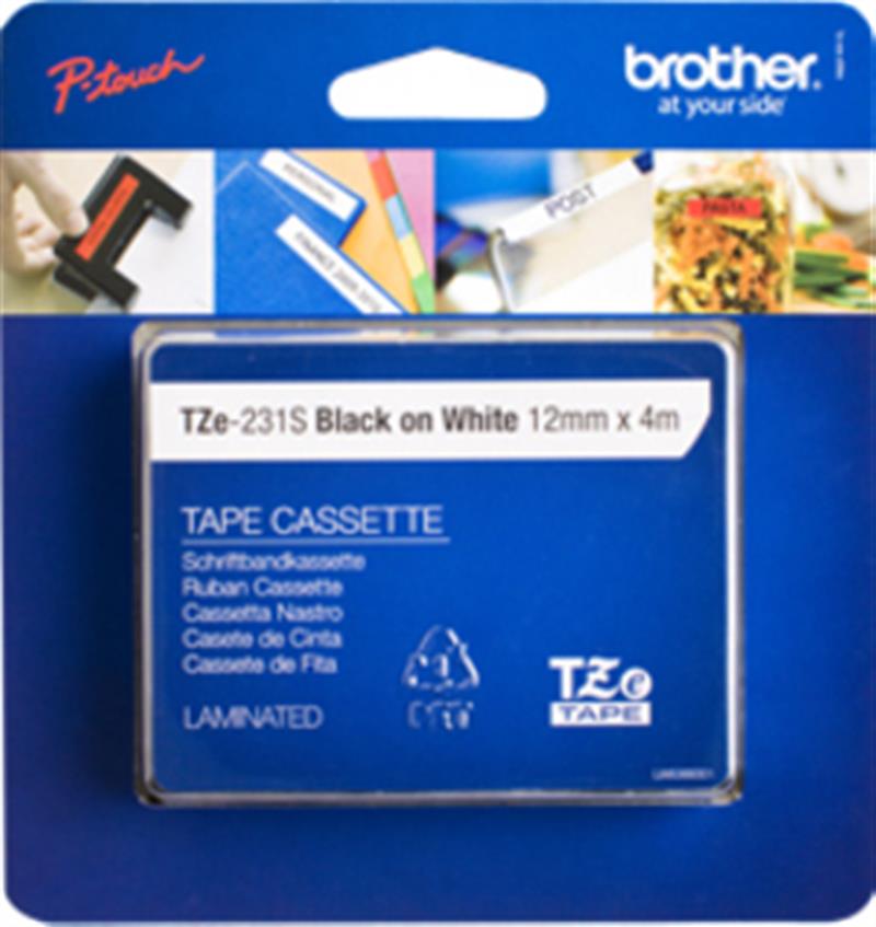 Brother TZE-231S labelprinter-tape Zwart op wit