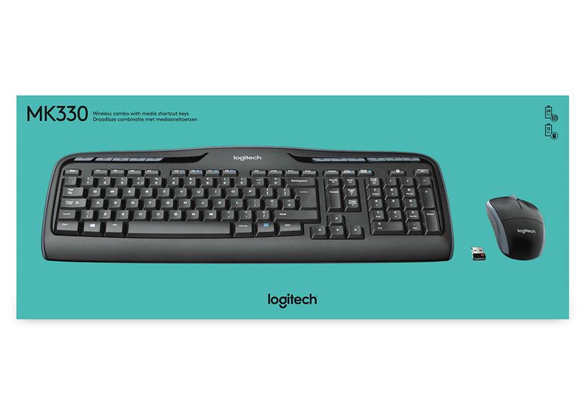Logitech MK330 toetsenbord RF Draadloos AZERTY Belgisch Zwart