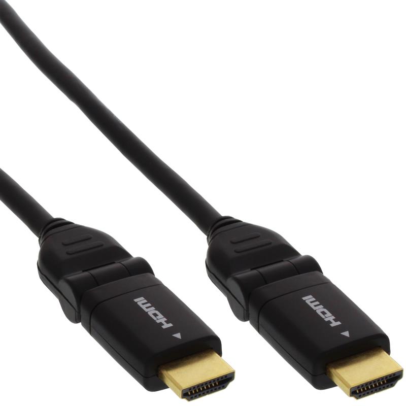 HDMI rotatiekabel InLine High Speed HDMI kabel type A M type A M zwart gouden contacten 1m