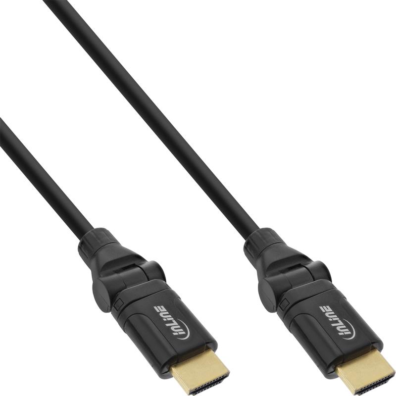 InLine HDMI Angle Plug 180° High-Speed with Ethernet A to A gold plated 2m