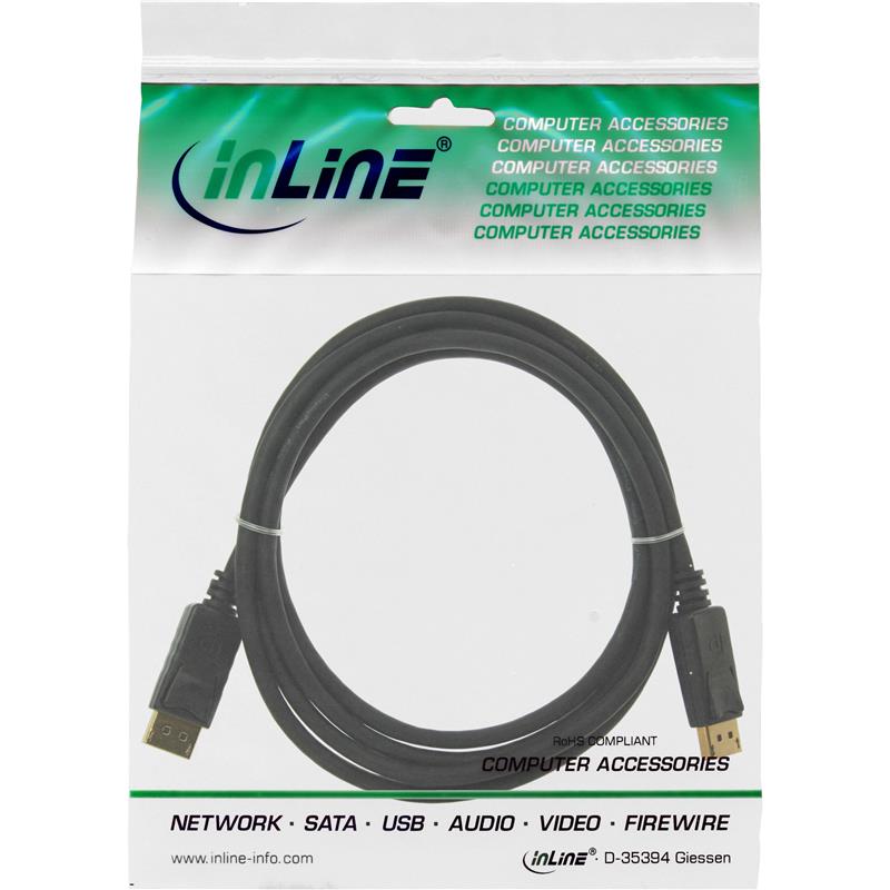 InLine DisplayPort kabel zwart vergulde contacten 1m