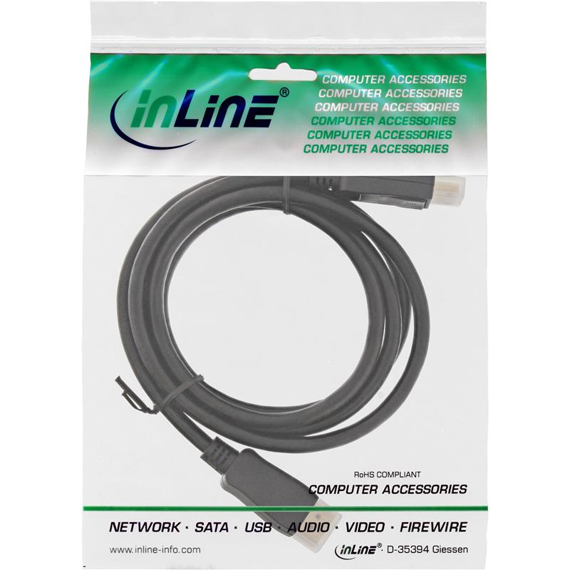 DisplayPort kabel InLine zwart vergulde contacten 1 5m