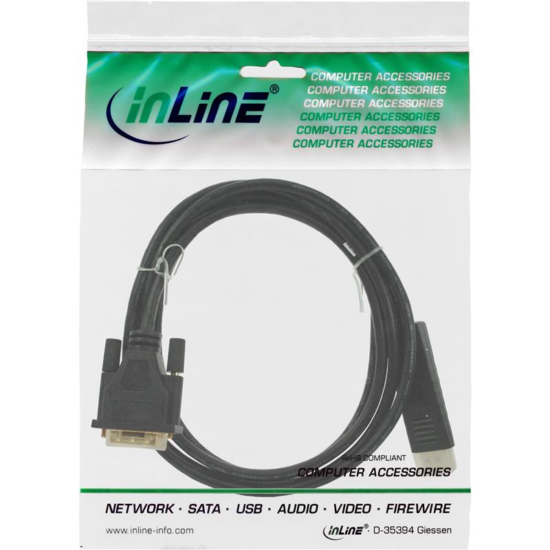 InLine DisplayPort zu DVI Konverter Kabel zwart 3m