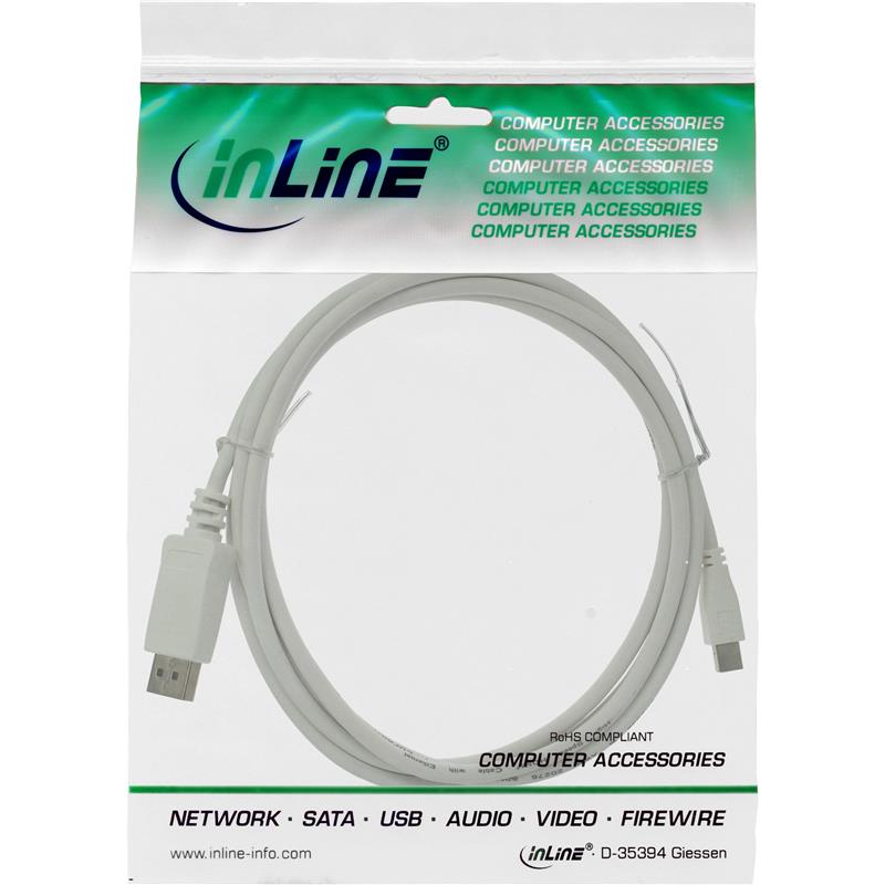 InLine Mini DisplayPort OUT zu DisplayPort IN Kabel wit 1 5m