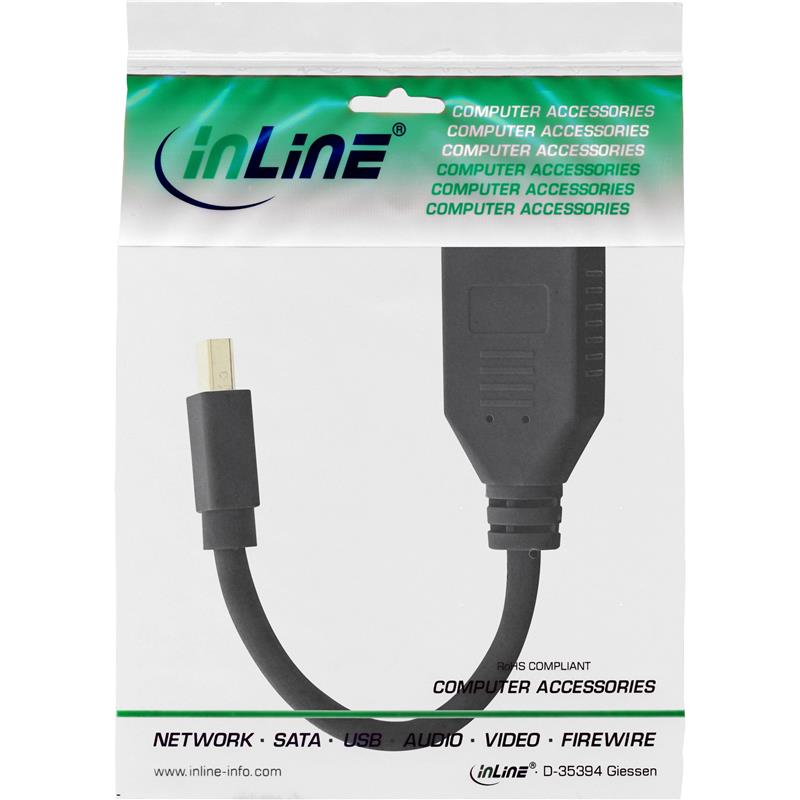 InLine Mini DisplayPort male to DisplayPort female cable 4K2K black 0 15m