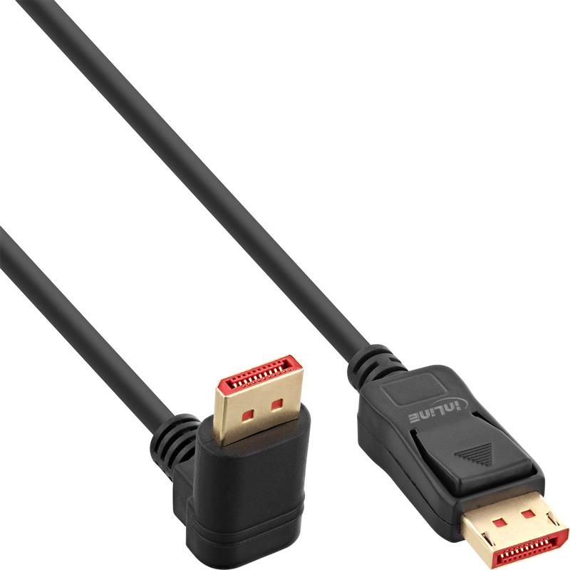 InLine DisplayPort 1 4 cable 8K4K downward angled black gold 2m