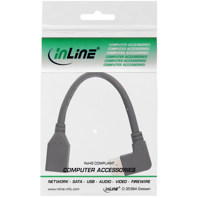 InLine DisplayPort 1 4 adapter cable M F 8K4K angled right black gold 0 15m